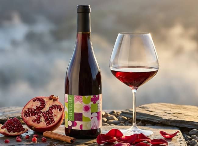 Claim 37% OFF 2021 this Petaluma Gap Pinot Noir 2021 Pinot Noir bottle next to filled glass, fresh pomegranate, cinnamon, and rose petals on slate - Final 25 Cases